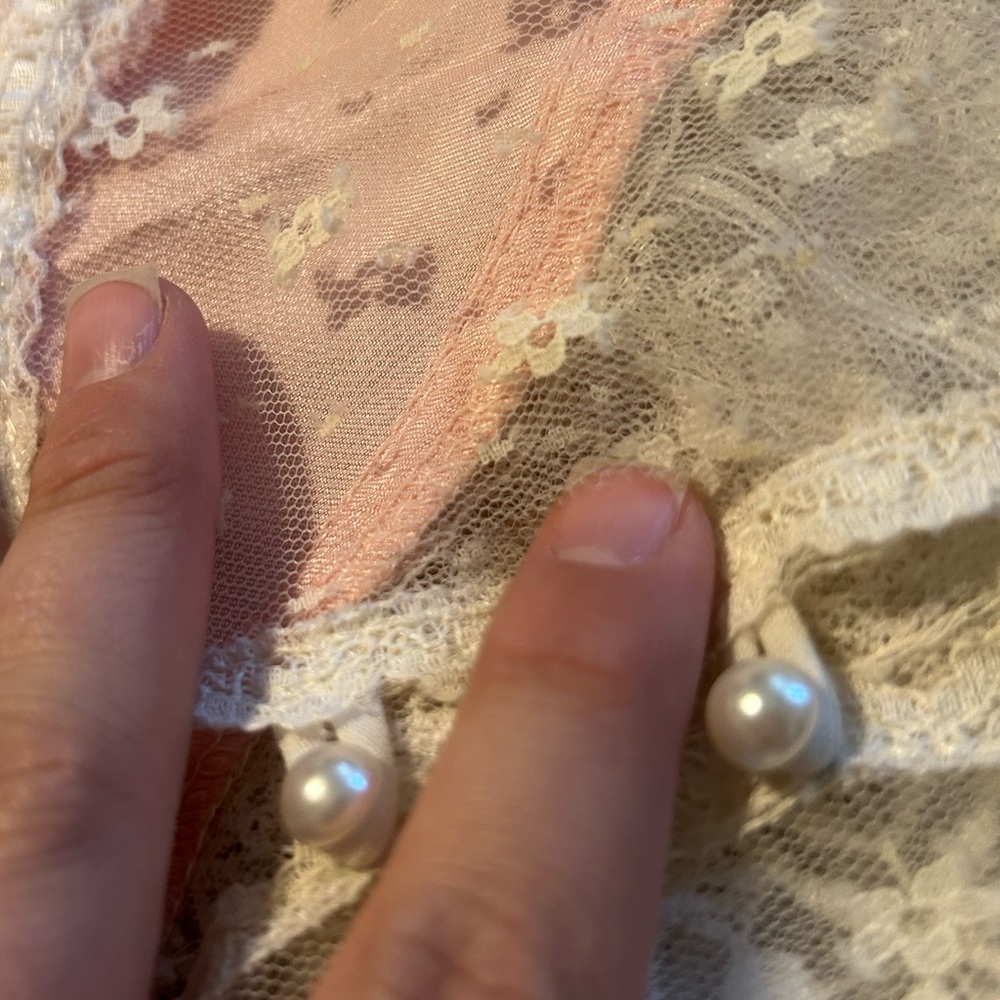 Vintage 1970’s 80’s Gold Label Gunne Sax Dress Peach Pink Lace Satin Size 9 - Picture 14 of 17